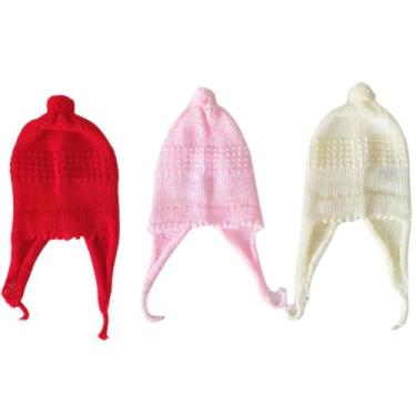 Imagem de Kit 3 Gorro de bebê Recem Nascido toucas de lã tricô - Confecções Cast