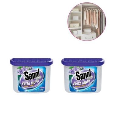 Imagem de Kit 2 evita mofo bolor guarda roupa sanol original 100g desumidificado
