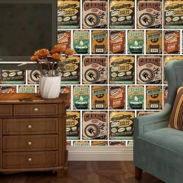 Imagem de ESSMOKO Pôster retrô papel de parede PVC material decoração dormitório adesivo bar café decoração pôster papel de parede renovação papel de parede
