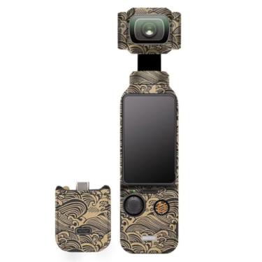 Imagem de Pocket3 Adesivo para câmera Skin Creator Combo adesivo envoltório de vinil antirriscos película protetora acessórios para DJI Osmo Pocket 3 (ouro onda)