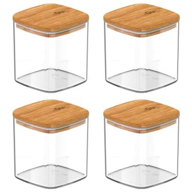 Imagem de Kit Com 4 Potes Herméticos Keep 150Ml Com Tampa De Bambu