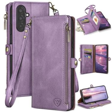 Imagem de XcaseBar Compatível com capa carteira para Samsung Galaxy A56 com zíper para cartão de crédito 【bloqueio RFID】, capa flip fólio de couro PU à prova de choque feminina masculina para SamsungA56 capa