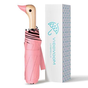 Imagem de Guarda-chuva de viagem compacto ViddVoom Duck com linda alça de cabeça