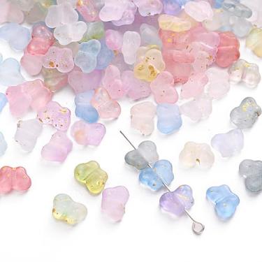 Imagem de 500 contas de borboleta fosca acrílica para fabricação de joias 7 * 10 mm contas foscas coloridas com bolinhas douradas, contas espaçadoras de animais a granel para colar, pulseira, brincos