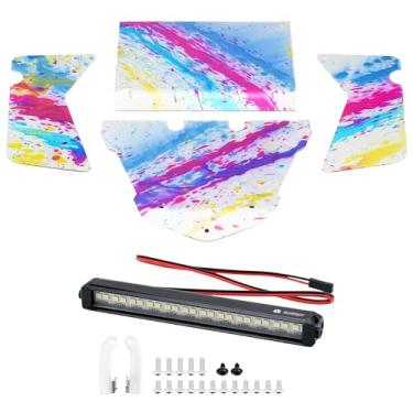 Imagem de TCRC Splash Anodizing Aluminum RC Body Guard Armor Protective Shell Plate with Roof White LED Light Bar Set for Axial 1/8 AXP8 Gilamon Trail Buggy Upgrade