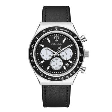 Imagem de Relógio Masculino London Leather Silver Black 43mm