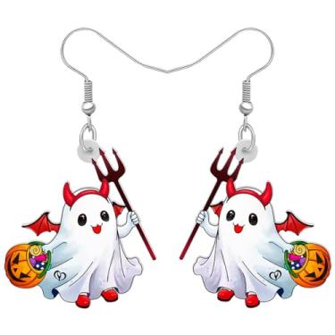 Imagem de LONYOO Brincos de fantasma de Halloween de acrílico pendentes Grim Reaper Ghostface Wicked Jewelry Spooky Ghost Gifts for Women Halloween Costumes Party Accessories, Medium, Acrílico, Sem pedra
