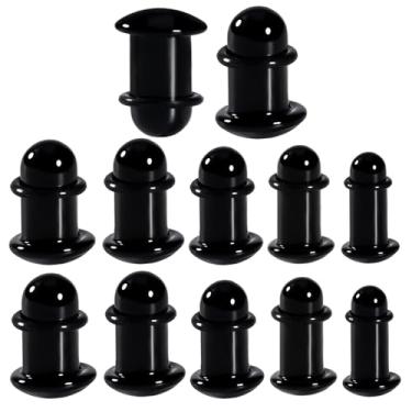 Imagem de Vankula 16 peças/10 peças 14G-00G Kit de alongamento de medidor de orelha de vidro curto expansor afunilado confortável plugues sem dor com anéis de borracha, joia de piercing corporal abobadada