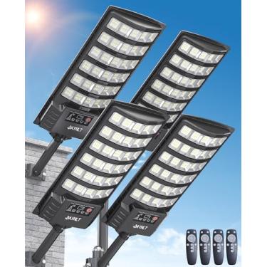 Imagem de JAYNLT Luzes solares externas, 5 modos de iluminação, luz de segurança contra inundação solar com sensor de movimento e crepúsculo ao amanhecer e remoto, lâmpadas de rua 7000 K para quintal, garagem