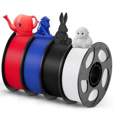 Imagem de ANYCUBIC Pacote de filamento PETG de 1,75 mm, filamento de impressora 3D, precisão dimensional +/- 0,02 mm, resistência excepcional, carretel reutilizável de 1 kg, 4 kg preto + branco + vermelho +