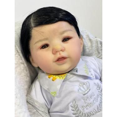 Imagem de Bebê Reborn Guilherme Menino Corpo Inteiro Silicone 50cm Cabelo Fio a 