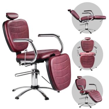 Imagem de Cadeira de Cabeleireiro Hidráulica e Reclinável Dompel Top Make Vermelho