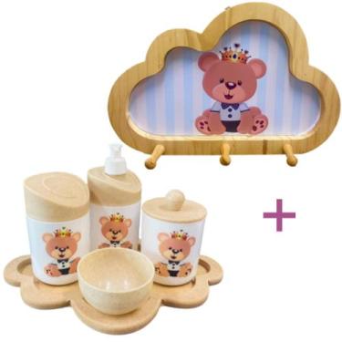 Imagem de Kit Higiene Bebê Ursinho Rei + Cabideiro Infantil Nuvem - Senior, Made