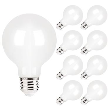 Imagem de FLSNT Pacote com 8 lâmpadas LED Globe Edison G25 para banheiro e iluminação de espelho, luz do dia 5000K, CRI82+ regulável, equivalente a 60 W, 700 LM, base E26, lâmpadas decorativas de vidro
