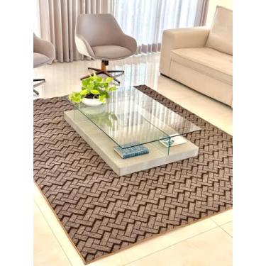 Imagem de Tapete Sala Elegante Fácil De Limpar (Zigzag) (Marrom, 3m x 2m)