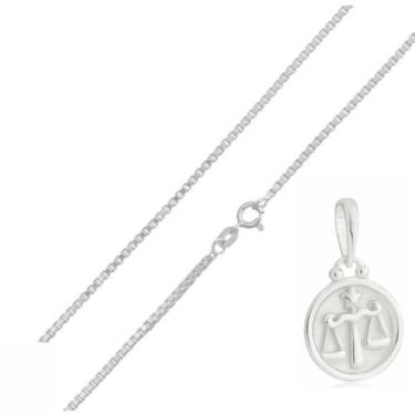 Imagem de Corrente Veneziana 60 Cm Pingente Signo Libra Prata 925 Kl - Juniorjoi