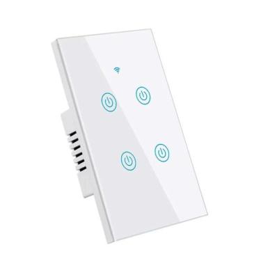 Imagem de Interruptor Touch Wifi Inteligente 4 Botões Aitek Alexa Google - PONTO