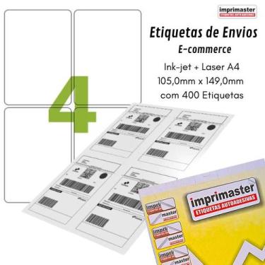 Imagem de Etiquetas Adesivas A4 Imprimaster - Envios E-commerce 105,0 X 149,0mm 
