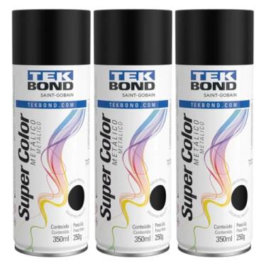 Imagem de Kit 3 Tintas Spray Preto Metálico Aerossol Tekbond 350ml/250g