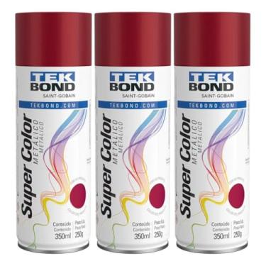 Imagem de Kit 3 Tintas Spray Vermelho Metálico Aerossol Tekbond 350ml/250g