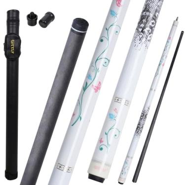 Imagem de CUEELF Taco de sinuca de fibra de carbono com aderência de couro 147 cm tecnologia de eixo de carbono taco de sinuca rosa para mulheres