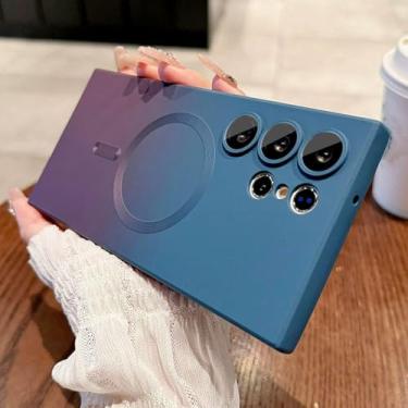 Imagem de HJZSZX Para Samsung S24 Plus Luxury Magnetic Gradient Case Capa de silicone à prova de choque (para Samsung S24 Plus/azul)