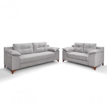 Imagem de Conjunto Sofá Ibiza 3 E 2 Lugares 2,22m E 1,57m Veludo Confortável Prata 206