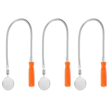 Imagem de HARFINGTON 3 peças de espelho de inspeção telescópico 5.1 cm redondo 60.5 cm 360 graus aço inoxidável inspeção cabeça giratória espelhos de extensão dobráveis para técnicos mecânicos empreiteiros