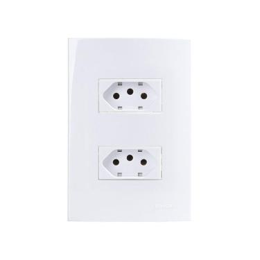 Imagem de Tomada Dupla Margirius Sleek 2p+t 10a Com Placa 4x2 Branca