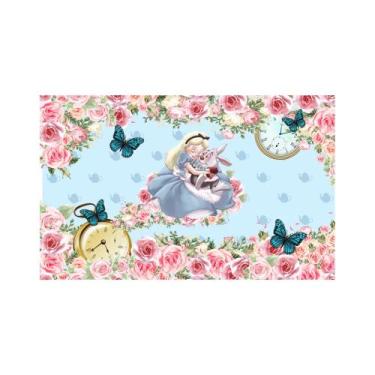 Imagem de Painel De Lona Alice no País das Maravilhas Borboletas e Relógios - Fa