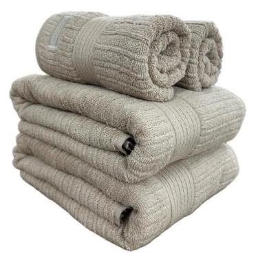 Imagem de Jogo De Toalha Banhão Gigante Buddemeyer Fio Penteado Canelado 4pçs Al