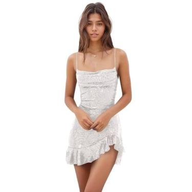 Imagem de Vestido de boas-vindas EEMEII, lantejoulas, sereia, babados, branco, t