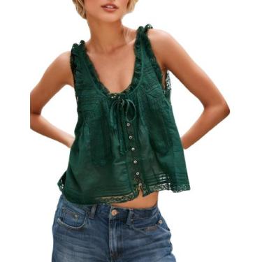 Imagem de Camiseta regata feminina FUNTOUR verde escuro sem mangas com acabament