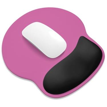 Imagem de ITNRSIIET Mouse pad ergonômico com descanso de pulso de espuma viscoelástica mais amplo + 17% - almofada curva reduz a pressão em 20%, alívio da dor, antiderrapante, suave, cores fofas, 25 x 23 cm