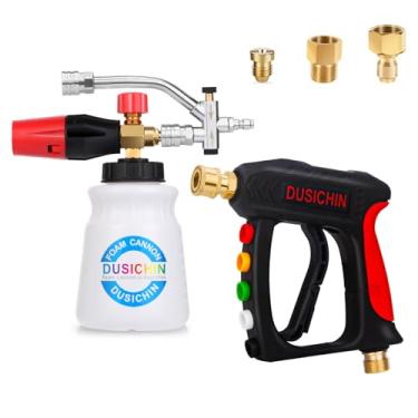 Imagem de DUSICHIN Arruela de pressão canhão de espuma curto 1/10.2 cm conector rápido, kit de pistola de espuma de lavagem de carro, acessório de conector duplo, pontas de bocal de lavadora de pressão conector