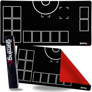 Imagem de The Gaming Mat Company Single Player Compatible Pokemon Playmat with Red Rubber Base - 28.35" x 14.17" Black & White Battle Mat for Pokemon TCG