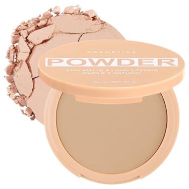 Imagem de WanTuoluo Pó facial fosco prensado para maquiagem e fixador de rugas sem poros, acabamento corretivo, leve, alta cobertura, controle de brilho, cinza fosco frio