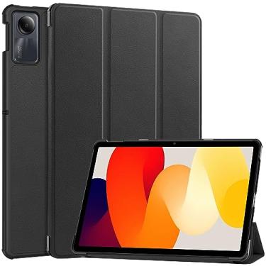 Imagem de Suttkue Capa para Xiaomi Redmi Pad SE, capa dura de alta qualidade, leve, poliuretano de qualidade, anti-dedos e resistente a arranhões, preta para Xiaomi Redmi Pad capa de tablet de 11 polegadas