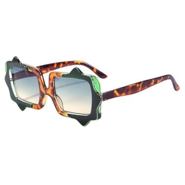 Imagem de HPIRME Óculos de sol coloridos para homens e mulheres, óculos de sol da moda, UV400, gradiente feminino, tendência para áreas externas (verde-azul-amarelo)