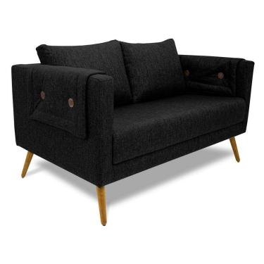 Imagem de Namoradeira 2 Lugares Paris D07 2 Lugares Linho Preto - D`Rossi