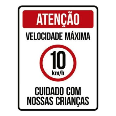 Imagem de Kit 5 Placas Sinalização - Velocidade Máxima 10Km Crianças