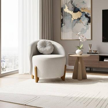 Imagem de Poltrona Orgânica Curva Amsterdã Boucle Cinza Claro - Montanari`s Decor