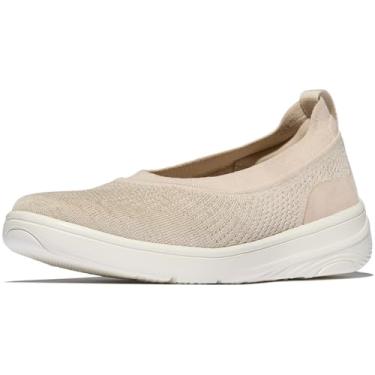 Imagem de FitFlop Sapatilhas femininas de balé de malha Super-Q, Bege/Platino, 36
