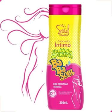 Imagem de Sabonete Íntimo BabaSoul Cheirinho de Chiclete 200ml — pH Equilibrado Ginecologicamente Testado — Fórmula Suave com Extratos Naturais de Aroeira Barbatimão e Malva — Sensação Térmica Refrescante