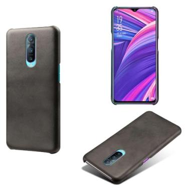 Imagem de Capa para OPPO R17 Pro,Proteção contra quedas,Casca de volta de cor sólida simples,Design de couro de imitação de plástico-Black