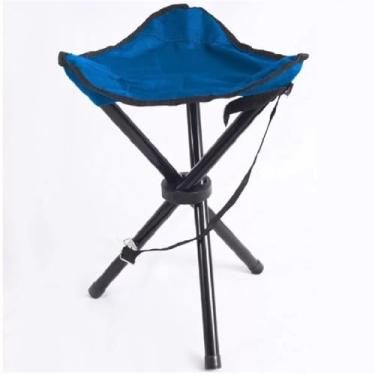 Imagem de Banqueta Cadeira Banco Camping Dobrável Retrátil (Azul)