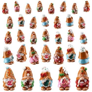 Imagem de Quzzil 80 peças de mini gnomos de resina de homem de gengibre, gnomos em miniatura, estatuetas de gnomos de resina, pequenas estátuas de resina, centros de mesa de Natal para jardim e pátio, enfeite