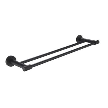 Imagem de Suporte para toalhas de banho com pingente serrilhado preto fosco, porta-toalhas, suporte para papel toalha, gancho para roupão, série de escovas de banheiro, barra dupla para toalhas