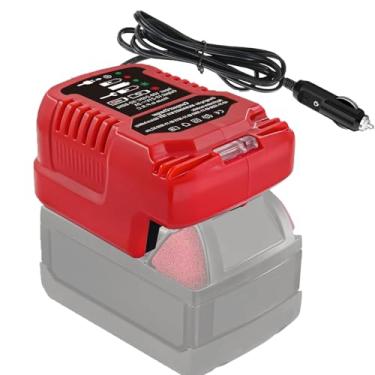 Imagem de TPDL Carregador de bateria de carro para Milwaukee M18 carregador de bateria de íon de lítio 18V com indicador LED, carregador de veículo compatível com bateria Milwaukee 18V 48-11-1840, 48-11-1841,