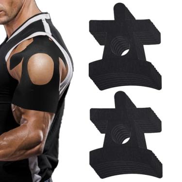 Imagem de 16 Fitas de Cinesiologia para Ombro, Pré-Cortadas à Prova D'água e Respiráveis Fita Elástica Esportiva para Alívio da Dor Suporte Muscular e Estabilidade Atlética (Preta)